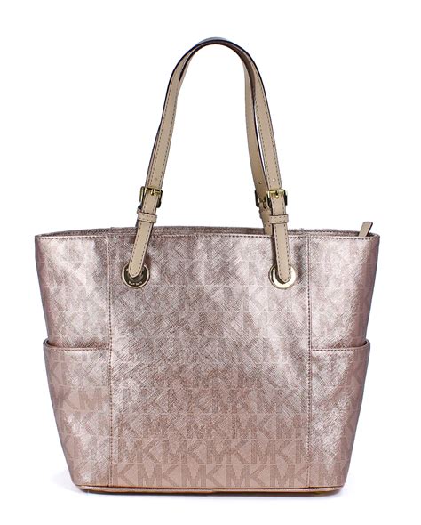 michael kors jet set logo tote gold|Michael Kors jet set saffiano.